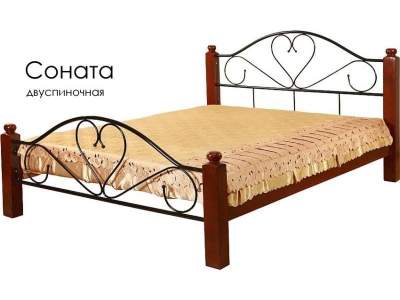 кровать соната из массива сосны с элементами ковки в Нижнекамске