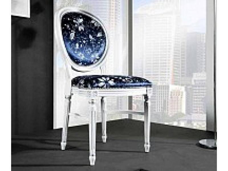 стул p66 белый с патиной и серебряными деталями / ткань uph gene 3057 light blue в Нижнекамске