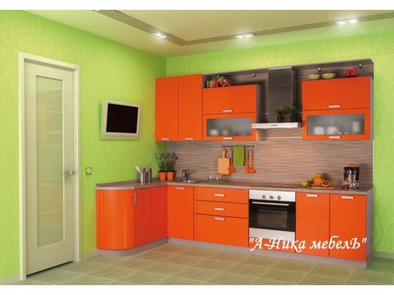 оранжевая глянцевая кухня ольга в Нижнекамске