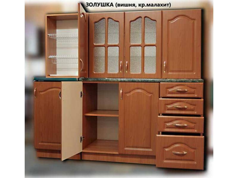 кухня прямая золушка мдф (вишня) в Нижнекамске