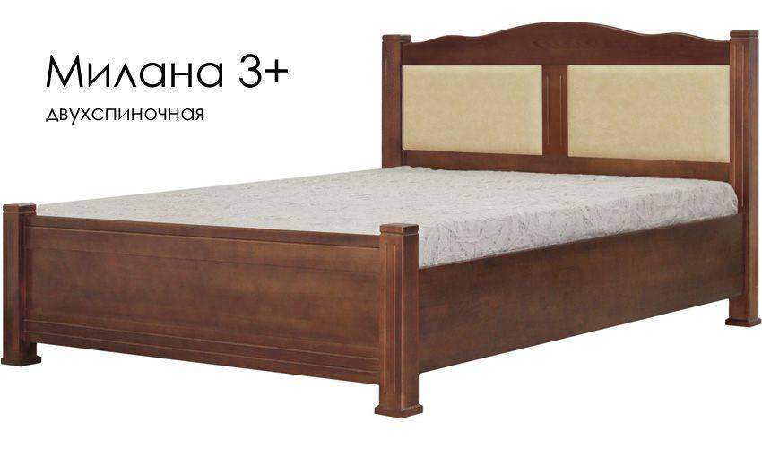 кровать милана 3+ из массива сосны со вставками из экокожи в Нижнекамске