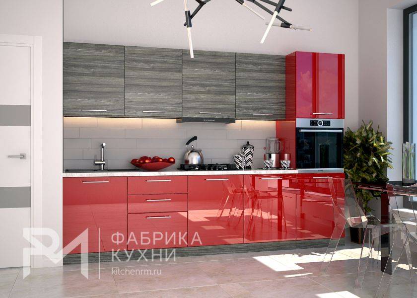 прямая кухня акрил рубин в Нижнекамске