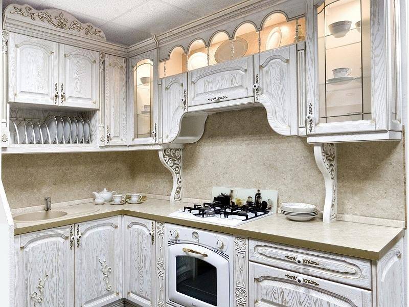 кухонный гарнитур ясень цвет белый-патина золото в Нижнекамске