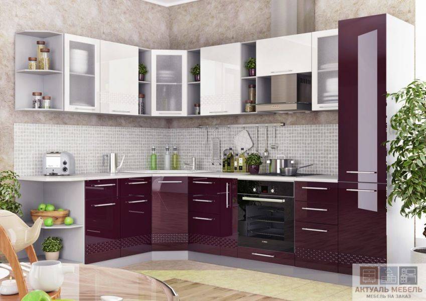 угловая глянцевая кухня в Нижнекамске
