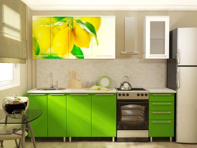 прямая кухня с фотопечатью лимон в Нижнекамске