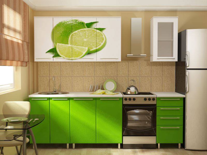 прямая кухня с фотопечатью лайм в Нижнекамске