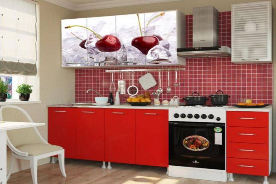 кухонный гарнитур с фотопечатью вишня 2 в Нижнекамске