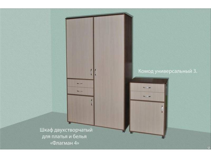 шкаф двухстворчатый для платья и белья флагман 4 в Нижнекамске