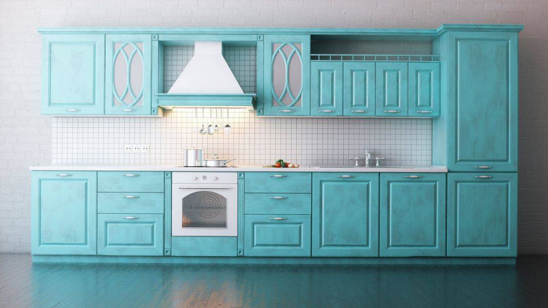 красивая бирюзовая кухня в Нижнекамске