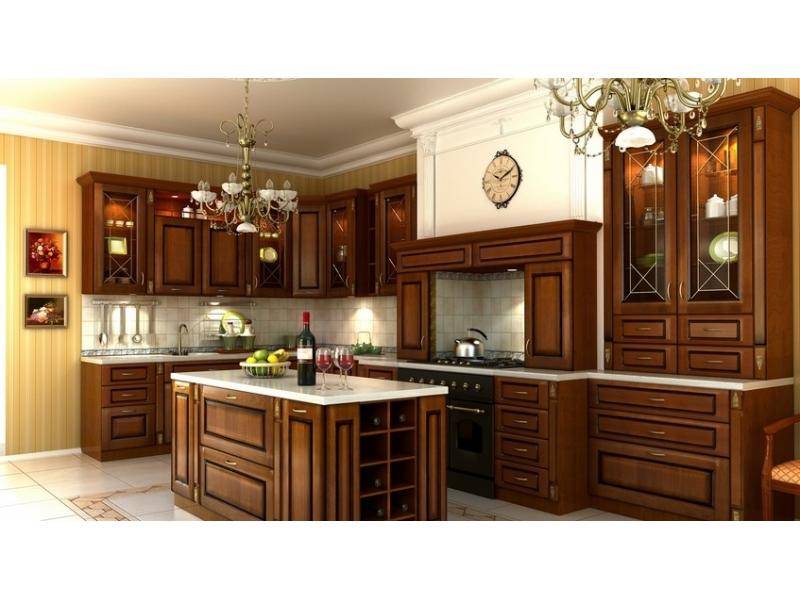угловая кухня с островком классика в Нижнекамске