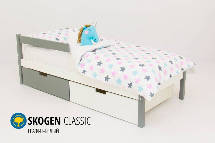детская кровать skogen classic графит-белый в Нижнекамске