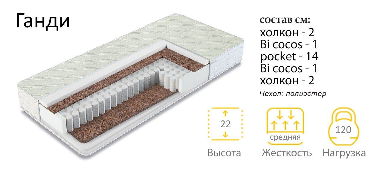 матрас средней жесткости ганди в Нижнекамске