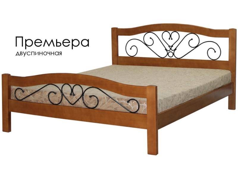 кровать премьера из массива сосны с элементами ковки в Нижнекамске