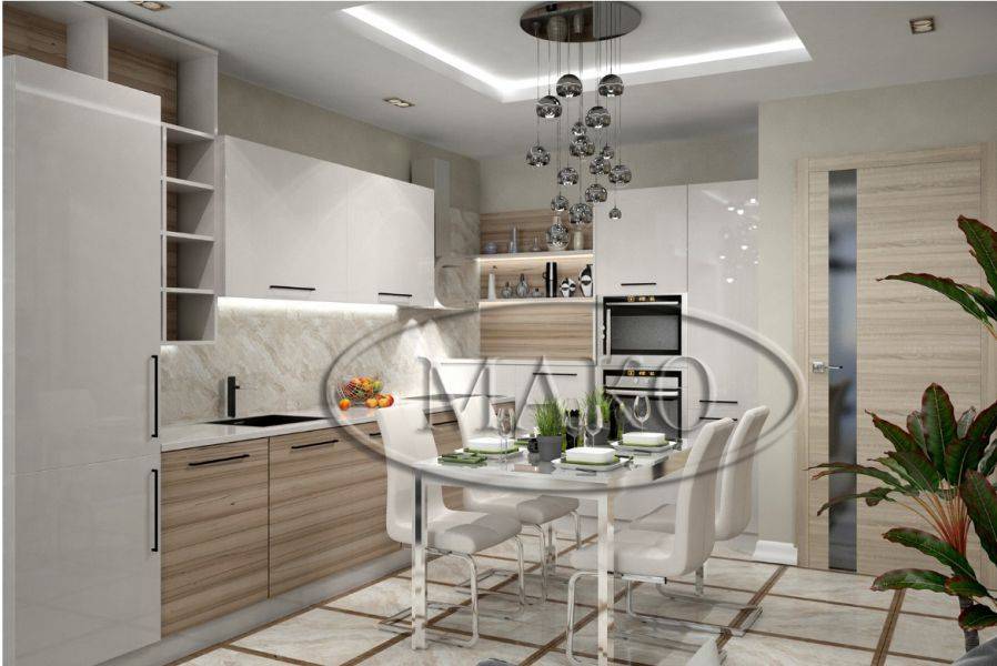 современная светлая кухня в Нижнекамске