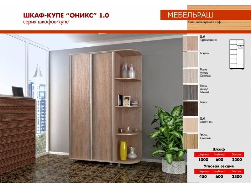 шкаф-купе раздвижной оникс 1.0 в Нижнекамске