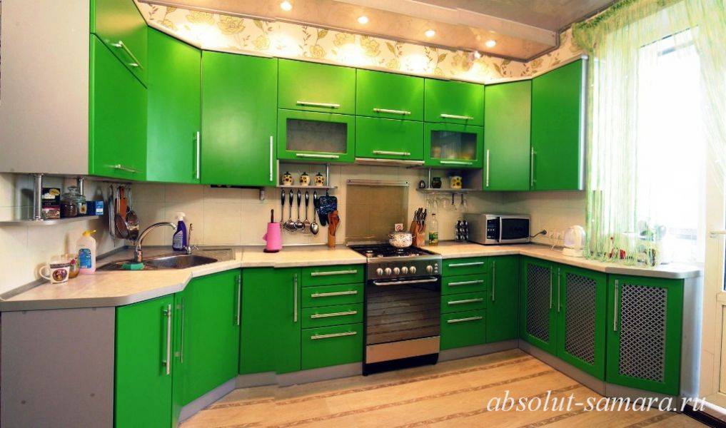 угловая кухня зеленая в Нижнекамске