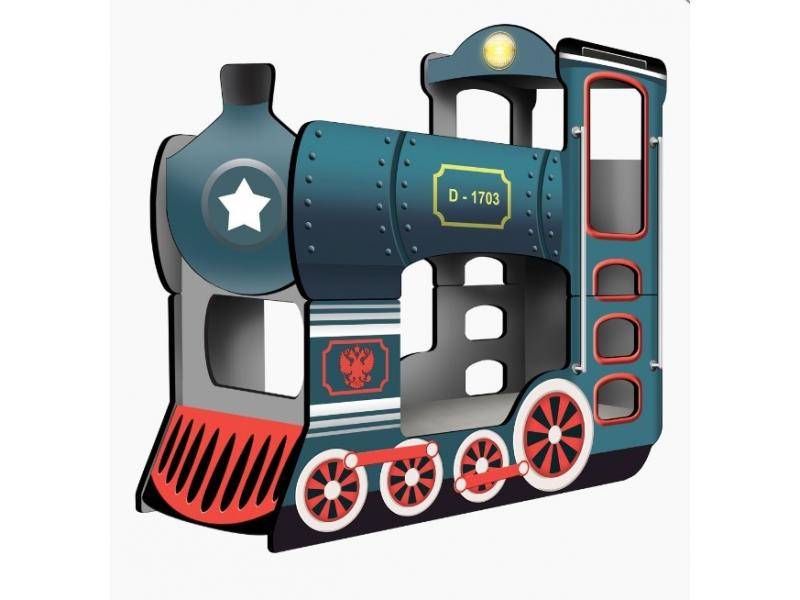 двухъярусная кровать - паровоз dreamtrain синий в Нижнекамске