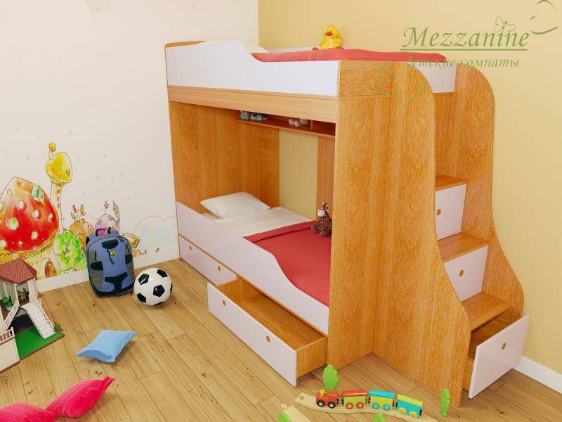 кровать детская твинс с лестницей индиго в Нижнекамске