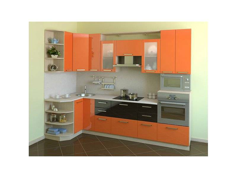 оранжевая угловая кухня малика в Нижнекамске