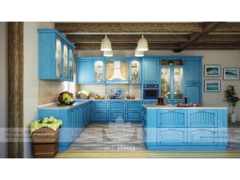 кухня корсика голубая массив в Нижнекамске