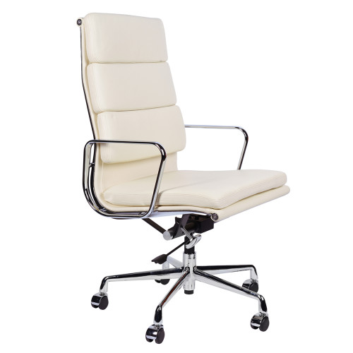 кресло eames style на колесиках кремовая кожа в Нижнекамске