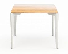 стол обеденный со светло-коричневой столешницей и белыми ножками quatro compact в Нижнекамске
