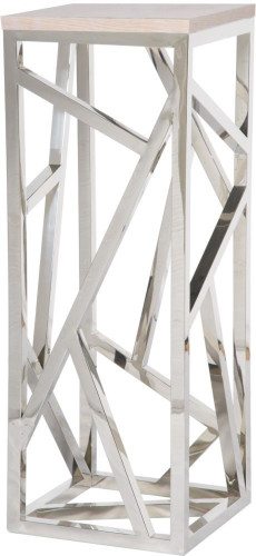 консоль geometric высокая 40x40x110 хром, белая столешница в Нижнекамске
