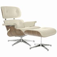 кресло eames style lounge chair & ottoman кремовое в Нижнекамске