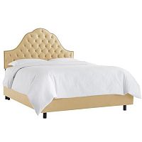 кровать двуспальная 180х200 желтая с каретной стяжкой alina tufted wheat в Нижнекамске