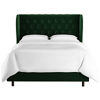 кровать двуспальная 180х200 зеленая с каретной стяжкой reed wingback emerald velvet в Нижнекамске