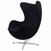 кресло arne jacobsen style egg chair черное в Нижнекамске