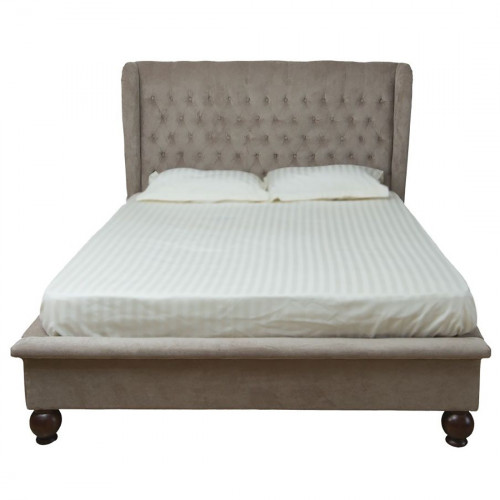 кровать двуспальная 160х200 из велюра бежевая bliss в Нижнекамске