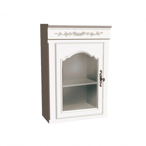 шкаф со стеклом навесной однодверный кухонный марсель молочно-белый в Нижнекамске