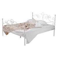кованая двуспальная кровать 180х200 с двумя спинками белая флоренция в Нижнекамске