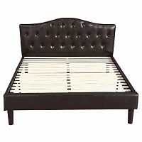 кровать двуспальная 160х200 темно-коричневая с каретной стяжкой kody в Нижнекамске
