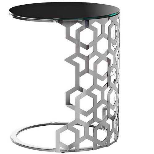 стол приставной silver circle 50x50х60 черный, серебро в Нижнекамске