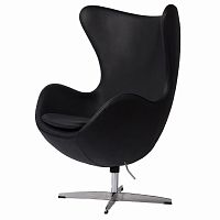 кресло egg chair кожа черное в Нижнекамске