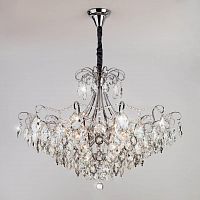 подвесная люстра eurosvet crystal 10080/12 хром/прозрачный хрусталь strotskis в Нижнекамске