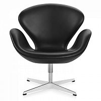 кресло swan chair кожа черное в Нижнекамске