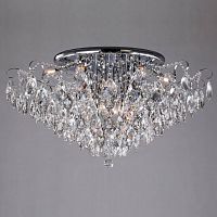 потолочная люстра eurosvet crystal 10081/12 хром/прозрачный хрусталь strotskis в Нижнекамске