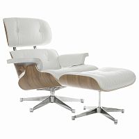 кресло eames style lounge chair & ottoman белое в Нижнекамске