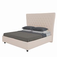 кровать двуспальная 160х200 светло-бежевая из велюра quicksand в Нижнекамске