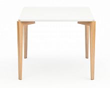 стол обеденный с белой столешницей и коричневыми ножками quatro compact в Нижнекамске