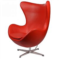 кресло arne jacobsen style egg chair кожа красное в Нижнекамске