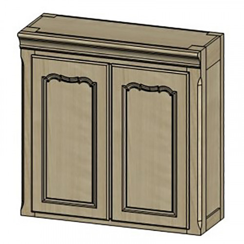 шкаф навесной двухдверный кухонный поместье с состариванием с узором в Нижнекамске