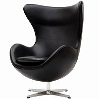 кресло с подлокотниками arne jacobsen style egg chair черное в Нижнекамске