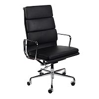 кресло eames style на колесиках черная кожа в Нижнекамске