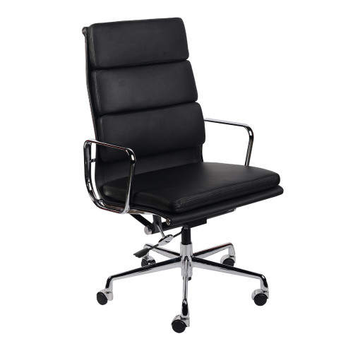 кресло eames style на колесиках черная кожа в Нижнекамске