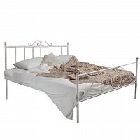 кованая двуспальная кровать 160х200 с двумя спинками белая оливия в Нижнекамске