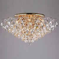 потолочная люстра eurosvet crystal 10081/12 золото/прозрачный хрусталь strotskis в Нижнекамске